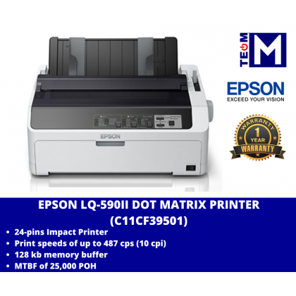 Epson LQ-590II 24 Pin Dot Matrix Impact Printer (C11CF39501)