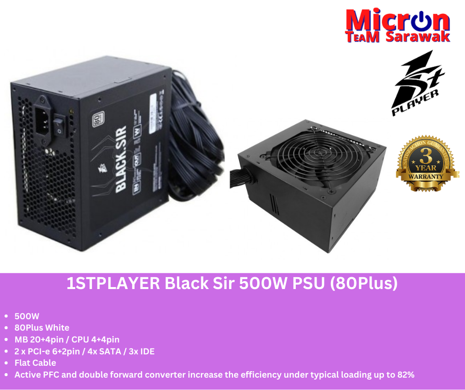 1st Player Black Sir 500 W (PS-500EUW) NOn-Modular (80 Plus)