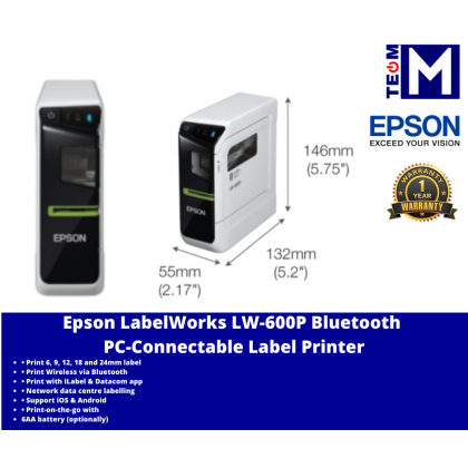 Epson LW-600P LabelWorks  Bluetooth PC-Connectable Label Printer, **FREE TnG RM70