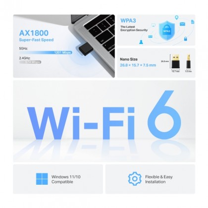 Tp-Link Archer TX20U Nano AX1800 Nano Dual Band Wi-Fi 6 USB Adapter