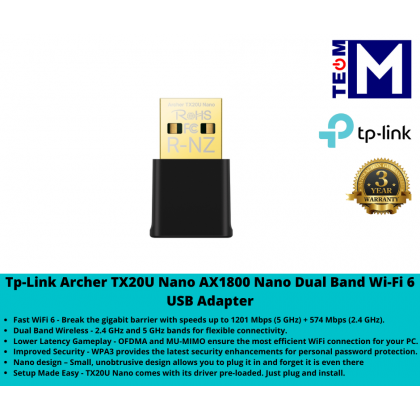 Tp-Link Archer TX20U Nano AX1800 Nano Dual Band Wi-Fi 6 USB Adapter