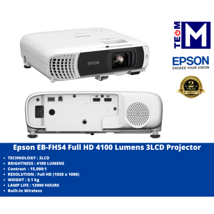 Epson EB-FH54 Full HD 4100 Lumens 3LCD Projectors for Business & Education  (Built-In Wireless) 